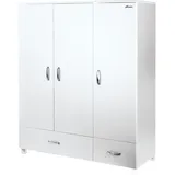 Miami - Kleiderschrank 3türig mit 2 Schubladen, inkl Kleiderstange und 4 Böden, Soft-Close, Autometallic Lackierung, chromfarbene Griffe, Füsse und Logo aus hochwertigem Autoschriftzug, light grey