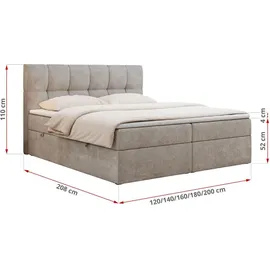 MKS Meble Boxspringbett 160 x 200 cm H3 Beige