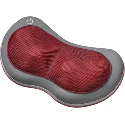 Shiatsu-Massagekissen BEURER "MG 149 für wohltuende Shiatsu-Massagen mit 4 Massageköpfen", grau (grau, rot), MassagegeräteB:33cm H:20,5cm T:10cm, Mit Licht- und Wärmefunktion, waschbarer Bezug bei 30C, B:33cm H:20,5cm T:10cm
