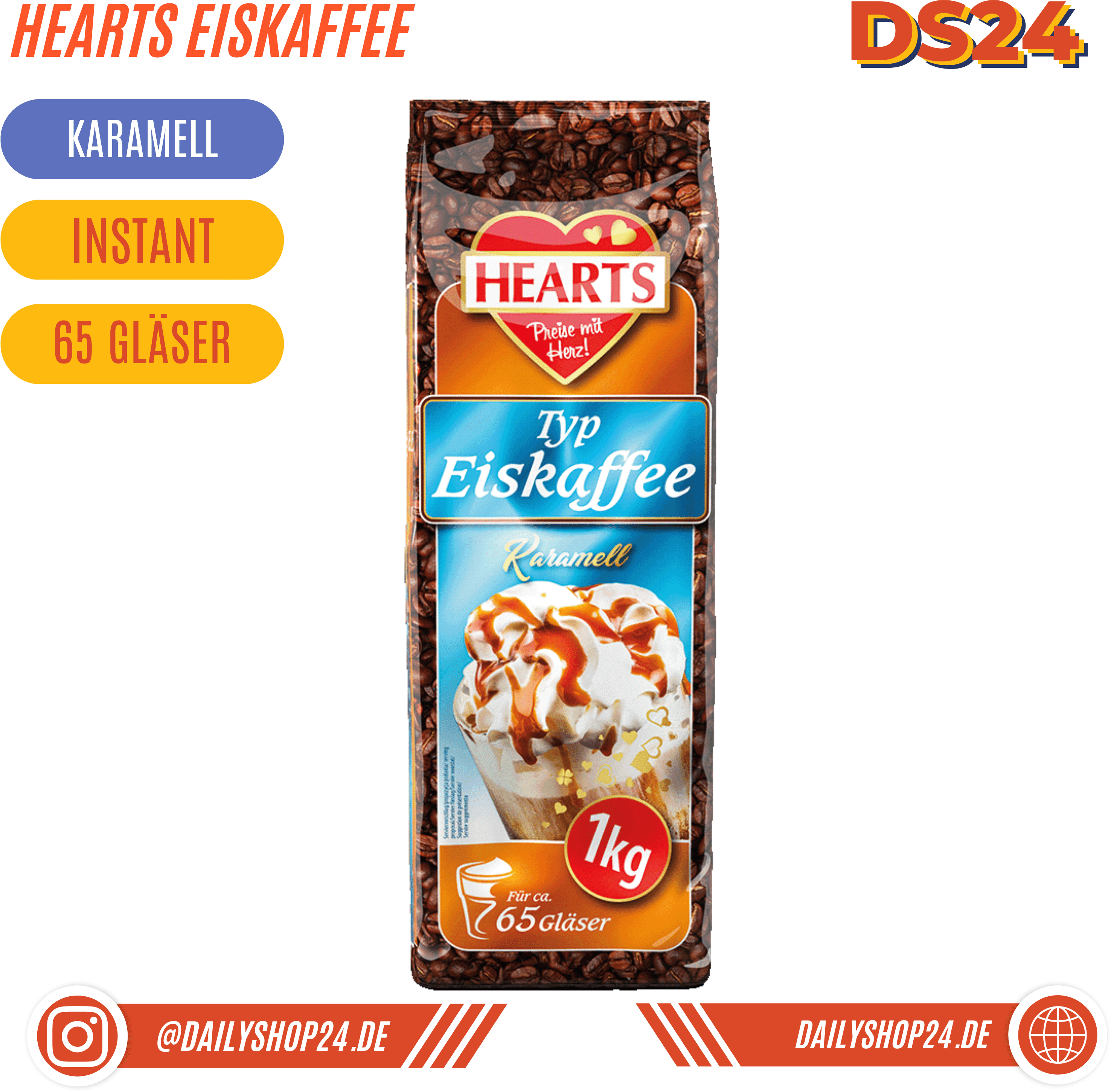 HEARTS Eiskaffee - 1 St√ock / Eiskaffee Karamell