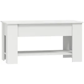 furnicato Couchtisch Höhenverstellbar Weiß Holzwerkstoff 101 x 49 x 52 cm