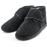 TIESTRA Warm Hausschuhe Herren Winter Kunststoffe Lammfell Diabetiker Hausschuhe Breiter Fuß Filzpantoffeln Mit Memory Foam Sohle, Filz Herrenhausschuhe Mit Klettverschluss Flach,Größe 41 - 41 EU
