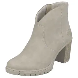 Ankleboots RIEKER, Damen, Gr. 37, grau (beige), Nubuklederimitat, unifarben, elegant, Schuhe Ankleboots Stiefelette, Stiefelette, Plateauboots, Blockabsatz, in eleganter Optik