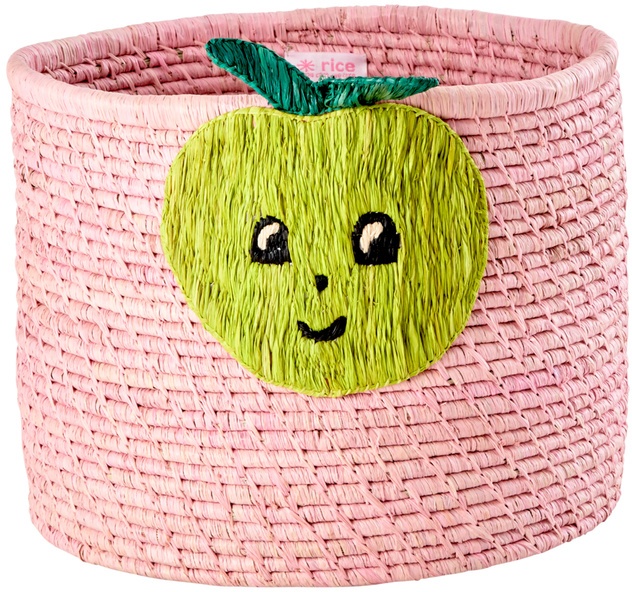 Raffia-Aufbewahrungskorb Apple (35X35x25) In Soft Pink