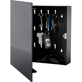 bonsport Schlüsselkasten mit Glas Magnettafel 33 x 33 x 6,8 cm Anthrazit