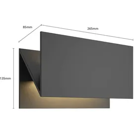 LUCANDE Außenwandleuchte Aluminium 10,9 cm x 27 cm x 15,4 cm spritzwassergeschützt schwarz