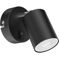 ledscom.de Wandspot WAIKA, einflammig, mit Schalter, GU10, schwarz matt, inkl. 468lm LED GU10 Lampe, warm-weiß