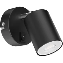 ledscom.de Wandspot WAIKA, einflammig, mit Schalter, GU10, schwarz matt, inkl. 468lm LED GU10 Lampe, warm-weiß