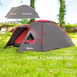 Outsunny Campingzelt 3 Personen Grau