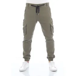 riverso Cargohose Herren Stretch Slim Fit RIVHanno Slim Fit Grün Normaler Bund Reißverschluss W 32
