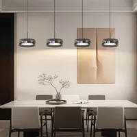 AHQX LED Pendelleuchte Kristall Glas Hängelampe Esstisch LED Hängeleuchte Höhenverstellbar Für Esszimmer Wohnzimmer, Vintage-Industriedesign Dimmbar Deckenleuchte(4 Lichter)