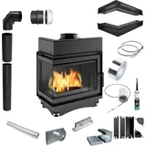 Kamineinsatz aus Gusseisen KRATKI MAJA Links Leistung 8 kW Ø200 Montagesatz - Schwarz