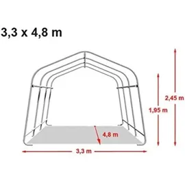 TOOLPORT Garagenzelt Unterstand Lagerzelt 3,3x4,7 m in dunkelgrün, - (7808)