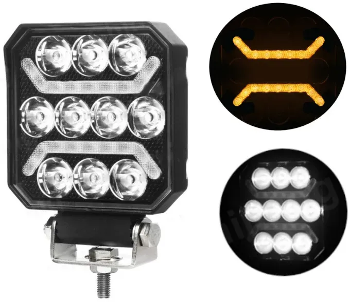 Universelle, leistungsstarke LED‐Diodenlampe, halogenweißes Licht + orange Positionsleuchte, 15 W, 1500 lm, 12–24 V, E‐Kennzeich