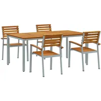 vidaXL 5-teiliges Garten-Essbereich-Set aus Massivholz Akazie und Metall