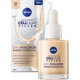 NIVEA Hyaluron Serum Foundation hell (30 ml), Anti-Age Make-up für eine jünger aussehende Haut, feuchtigkeitsspendend und verleiht einen natürlich-ebenmäßigen Teint