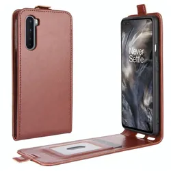 Flip Case Handyhülle für OnePlus Nord Vertikal Schutzhülle Tasche Cover Braun Bumper Smartphone Kartensteckplatz-Kreditkarte-Geldscheine EC-Karte Bank-Karte