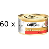 (€ 9,21/kg)Purina Gourmet Gold Feine Pastete Rind Katzenfutter Mousse 60x 85 g