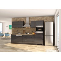 Held Möbel Küchenzeile »Mailand«, mit E-Geräten Gesamtbreite: 300 cm grau Hochglanz-Grau Matt