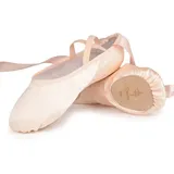 Ballettschuhe Rosa Ballettschläppchen Tanzschuhe aus Satin mit Band Geteilte Ledersohle für Kinder und Erwachsene 41 EU - 41 EU