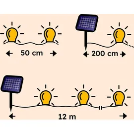 esotec Solar Glühbirnen-Lichterkette Shining Bulbs Kugel Kugelleuchten 102180 - Weiß