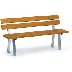 Sitzbank für den Außenbereich WOODY mit Rückenlehne, verzinkt, 1500 mm, Limba