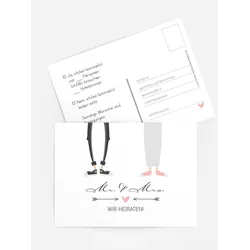 Antwortkarten Hochzeit selbst gestalten mit Spruch und Fotos im Onlinedesigner bei Meine-Kartenmanufaktur.de