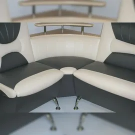 RODNIK Eckbank Arabika Essecke Sitzbank Grau-Creme Kunstleder Ablage Stauraum