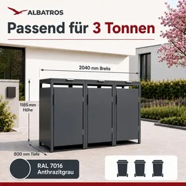 Albatros Mülltonnenbox 3er Hauswandversion 204 cm grau