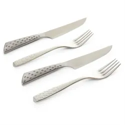 WEBER Steak-Besteck-Set, 2x Messer/2x Gabel, Edelstahl - silberfarben