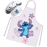 Sorrisini Kinderschürze Kochmütze für Kinder Stitch, Kochmütze Kinder, Kinderschürze Jungen, Verstellbare Kinderschürzen zum Backen, Malen, 3-8 Jahre Lilo-City - Einheitsgröße
