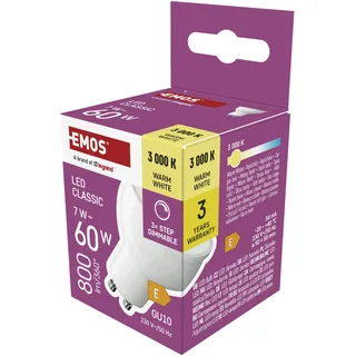 EMOS Classic MR16, GU10 Sockel, 3-Step-Dimmen, Helligkeit 800 lm, warmweiß,