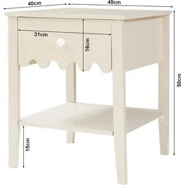 [en.casa] Nachtschrank Luspoo 50 x 40 x 40 cm Cremeweiß