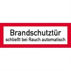 Aufkleber Brandschutztür schließt bei Rauch automatisch, Folie, 297x105 mm