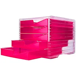 styro Schubladenbox styroswingbox NEONline  neon-pink 275-8430.2264, DIN C4 mit 5 Schubladen