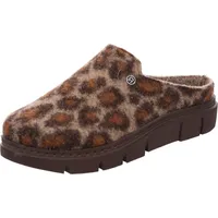 ROHDE Damen Pantoffel Filz Hausschuh Leoparden Muster Plateausohle Firenze