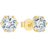 Amor Paar Ohrstecker AMOR "2028609", gold (goldfarben,weiß, kristallweiß), Ohrringe, Damen, Gelbgold 585, mit Zirkonia (synth.)