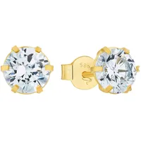Amor Paar Ohrstecker AMOR "2028609", gold (goldfarben,weiß, kristallweiß), Ohrringe, Damen, Gelbgold 585, mit Zirkonia (synth.)