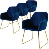 ML-Design Esszimmerstuhl 4er Set Samt blau