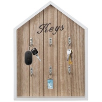 TWSOUL Schlüsselbrett Schlüsselregal, Schlüsselhalter aus Holz,Wandregal, Mit Haken, vier Stile weiß Dreieck