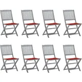 vidaXL Klappbare Gartenstühle 8 Stk. mit Kissen Massivholz Akazie
