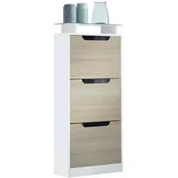 Vladon Schuhschrank, Eiche San Remo, Holzwerkstoff, 46x128x23 cm, Garderobe,