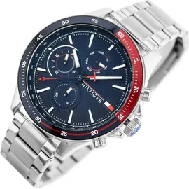 Tommy Hilfiger Bank 1791718 Herrenuhr - Silber/Blau