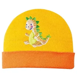 Heless Puppenkleidung Strick-Mütze Dino Gelb/Orange (1135)