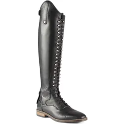 Leder-Schnür-Reitstiefel Frau Premier Equine Maurizia Wide Large SCHWARZ|SCHWARZ|SCHWARZ 38