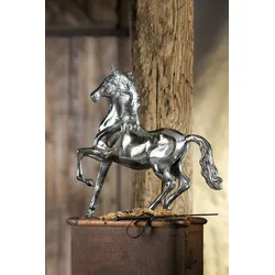 Tierfigur GILDE "Skulptur Pferd", silber (silberfarben), B:60cm H:60cm T:14cm, Aluminium, Dekofiguren