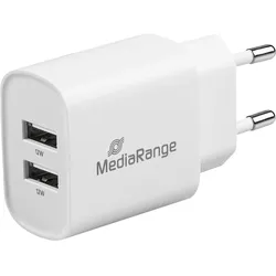 Intelligentes USB-Netzteil mit 2 USB-A Anschlüssen, Quick Charge, 12W - schnell, weiss, Schutz vor Überladung, Überhitzung und Kurzschluss