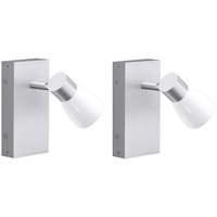 ETC Shop Wandleuchte silber Schlafzimmerleuchte Wandstrahler Glas Spotlampe verstellbar,