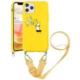 Yoedge Handykette für iPhone SE 2022 / SE 2020/8/7 Hülle mit Kordel Umhängenhülle Smartphone Necklace Hülle mit Band 4,7", Silikon Handy Schutzhülle TPU Bumper Cover mit Kette abnehmbar, Banane