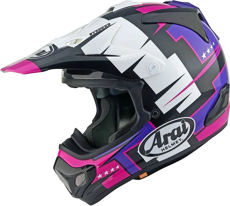 Arai MX-V EVO Battle, casque à croix - Noir/Blanc/Fuchsia/Mauve - L